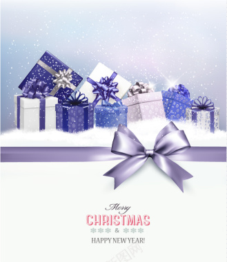 精美紫色礼盒圣诞贺卡背景素材背景