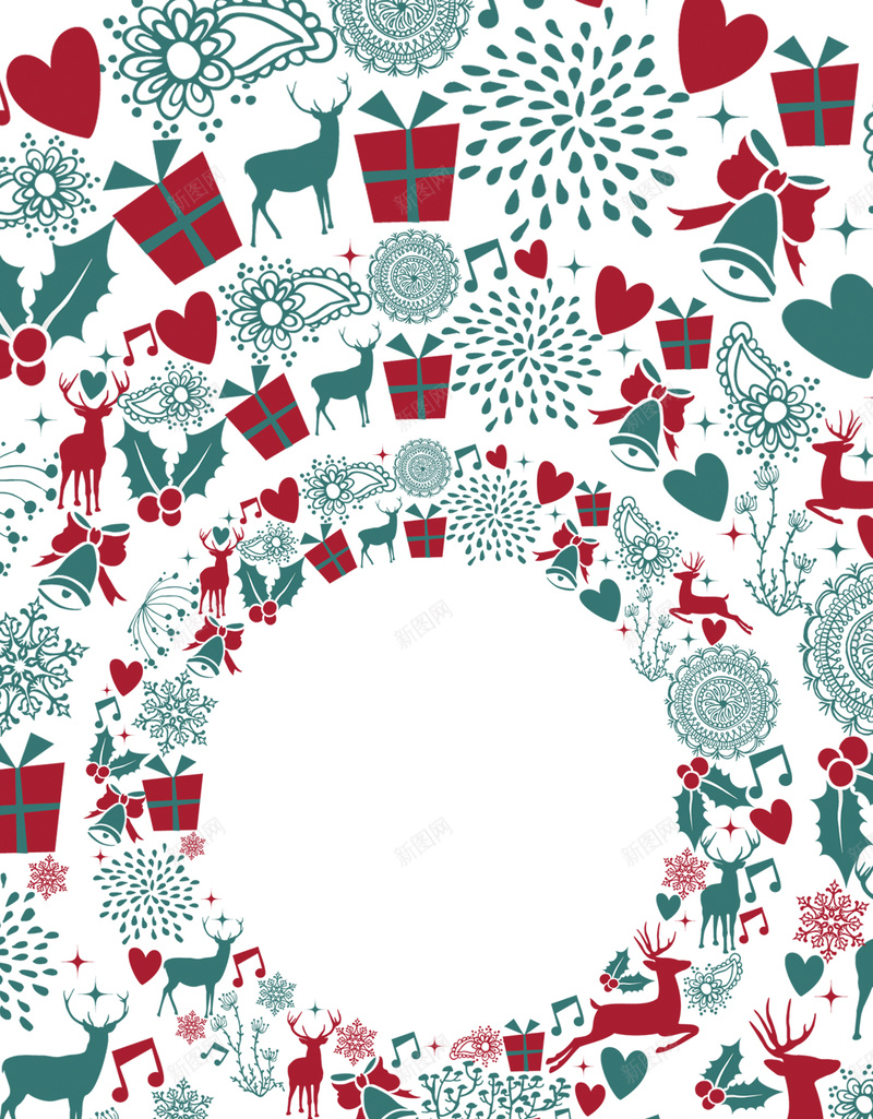 圣诞花圈海报背景PSDpsd设计背景_88icon https://88icon.com 圣诞 白色 花圈 花圈PSD