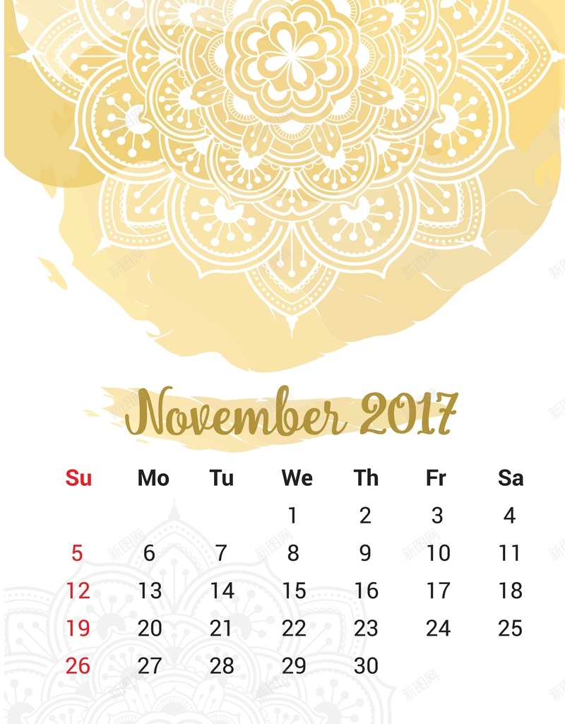 日历2017年11月挂历日期时间ai设计背景_88icon https://88icon.com 2017年 11月 挂历 日历 日期 时间 花纹 纹理 纹路 花朵