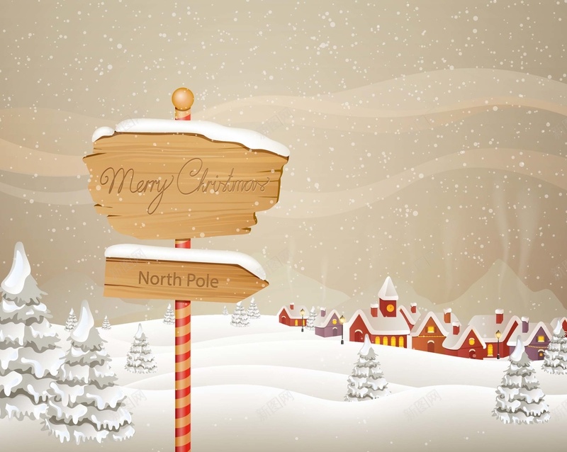 圣诞新年路牌指示海报eps设计背景_88icon https://88icon.com 圣诞 指示 新年 路牌 雪 冬天 房子 海报 卡通温暖 卡通 童趣 手绘