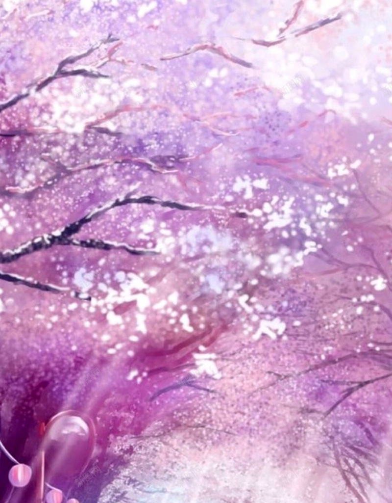 樱花手绘插画H5背景jpg设计背景_88icon https://88icon.com 卡通 手绘 插画 樱花 背景 H5 童趣