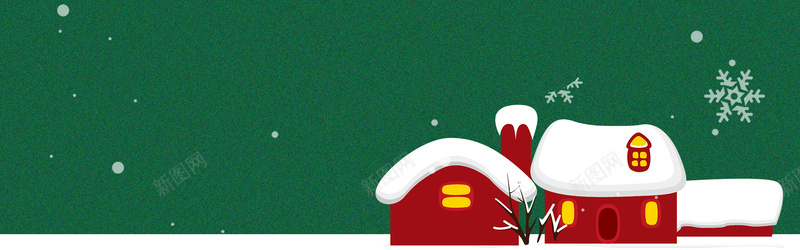 绿色清新圣诞雪地卡通banner背景