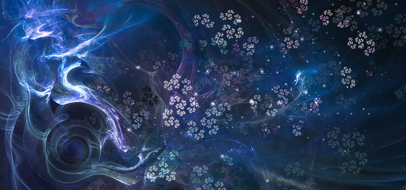 花朵商务科幻蓝色医疗海报背景背景