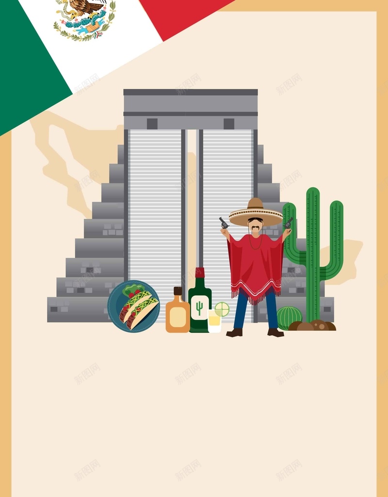 墨西哥旅游海报设计背景模板psd设计背景_88icon https://88icon.com 背景模板 墨西哥 旅游 海报 设计 卡通 扁平化 夏日旅行 宣传