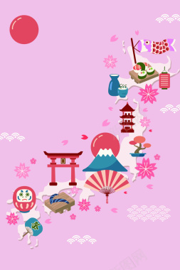 日本旅游樱花宣传海报背景