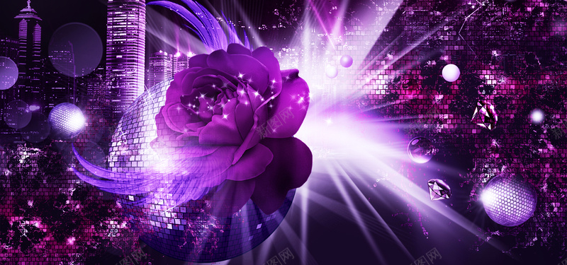 紫色梦幻花朵背景psd设计背景_88icon https://88icon.com 海报banner 星光 紫色 花朵 钻石 浪漫 梦幻