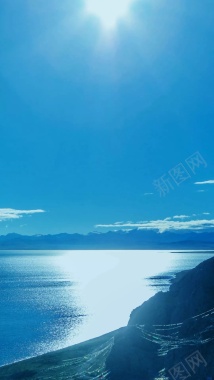 海边蓝色滤镜艺术风景H5背景背景