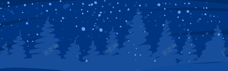 蓝色森林飘雪幽暗扁平海报背景背景