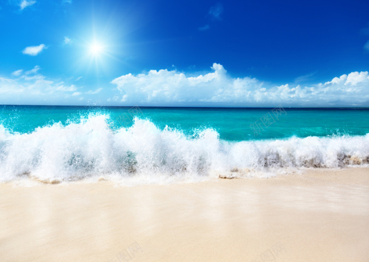 夏季蓝天白云海滩旅游平面广告背景