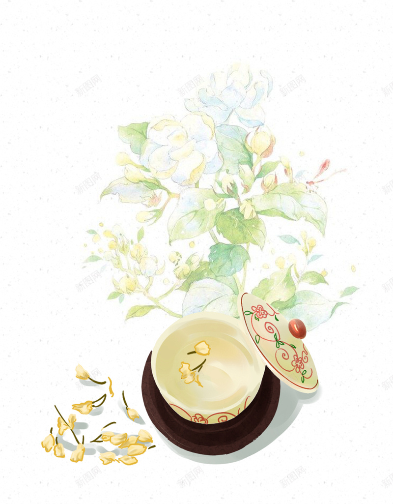 小清新文艺茉莉花茶海报背景素材psd设计背景_88icon https://88icon.com 茉莉花茶 小清新 文艺 花朵 茉莉 花茶 杯子 花纹 海报 背景 素材