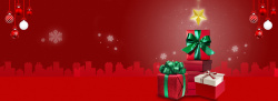 圣诞节大礼盒圣诞节红色大气电商海报背景高清图片