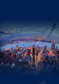 夜景房间俯瞰城市夜景俯瞰海报素材高清图片