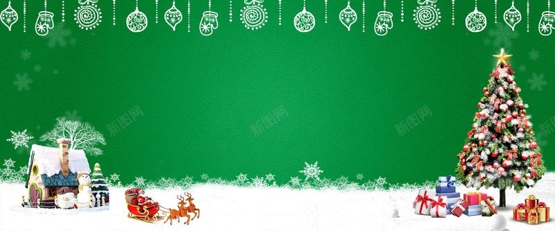 绿色促销圣诞psd海报模板背景