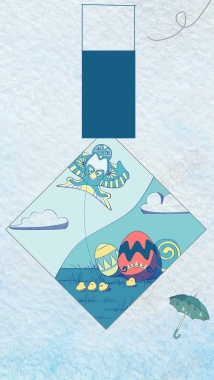 蓝色风筝节踏青PS源文件H5背景素材背景