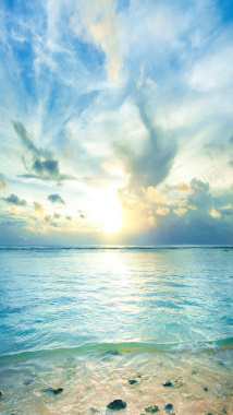 落日下的海边风景H5素材背景背景
