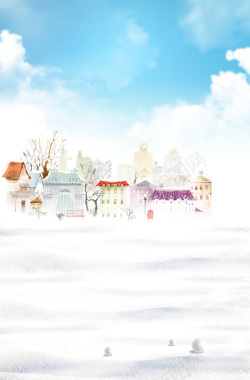 冬天里的雪花和建筑背景背景