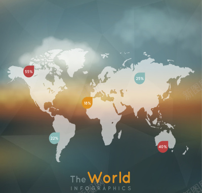 创意世界地图商务信息图矢量图背景