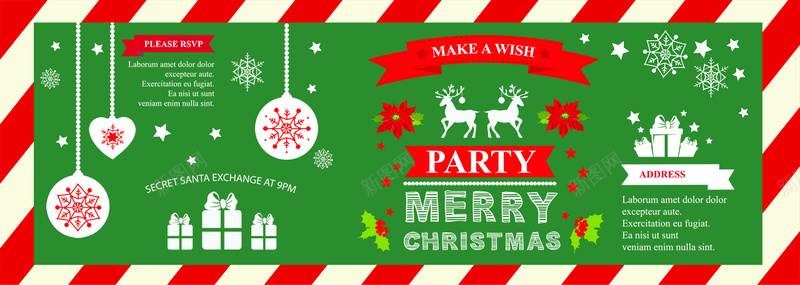 红白绿经典可爱圣诞派对psd设计背景_88icon https://88icon.com 红色 白色 绿色 经典 可爱 圣诞 派对 海报banner 卡通 童趣 手绘