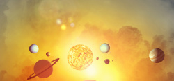 太阳系海报太阳系渐变科幻商务背景高清图片