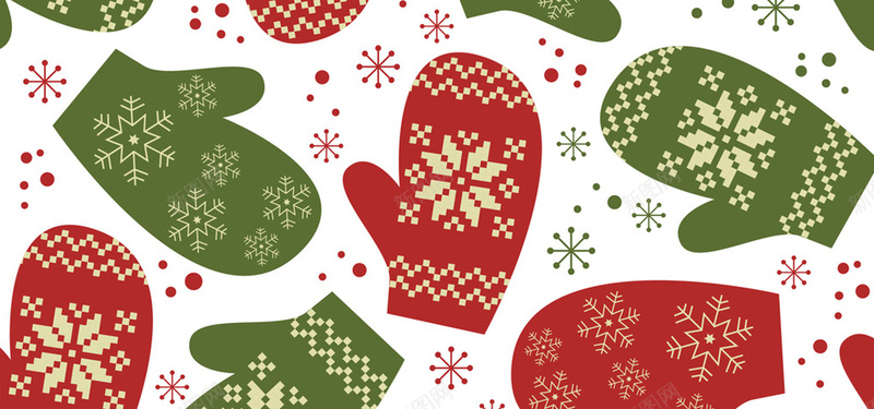 手套可爱圣诞节冬季文艺banner背景