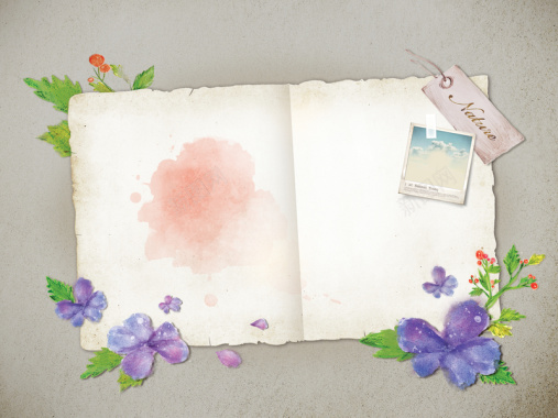 手绘喷绘花纹花朵书本印刷背景背景