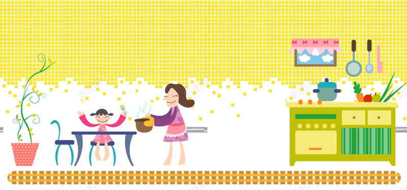 母亲节母亲做饭场景几何卡通黄bannerpsd设计背景_88icon https://88icon.com 母亲节 母亲做饭 母亲 感恩母亲节 温馨 文艺 小清新 简约 素材 广告 设计 背景 亲情