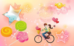 粉红色单车糖果广告卡通海报背景素材高清图片