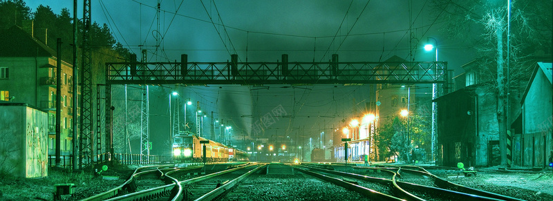 夜晚铁路夜景背景背景