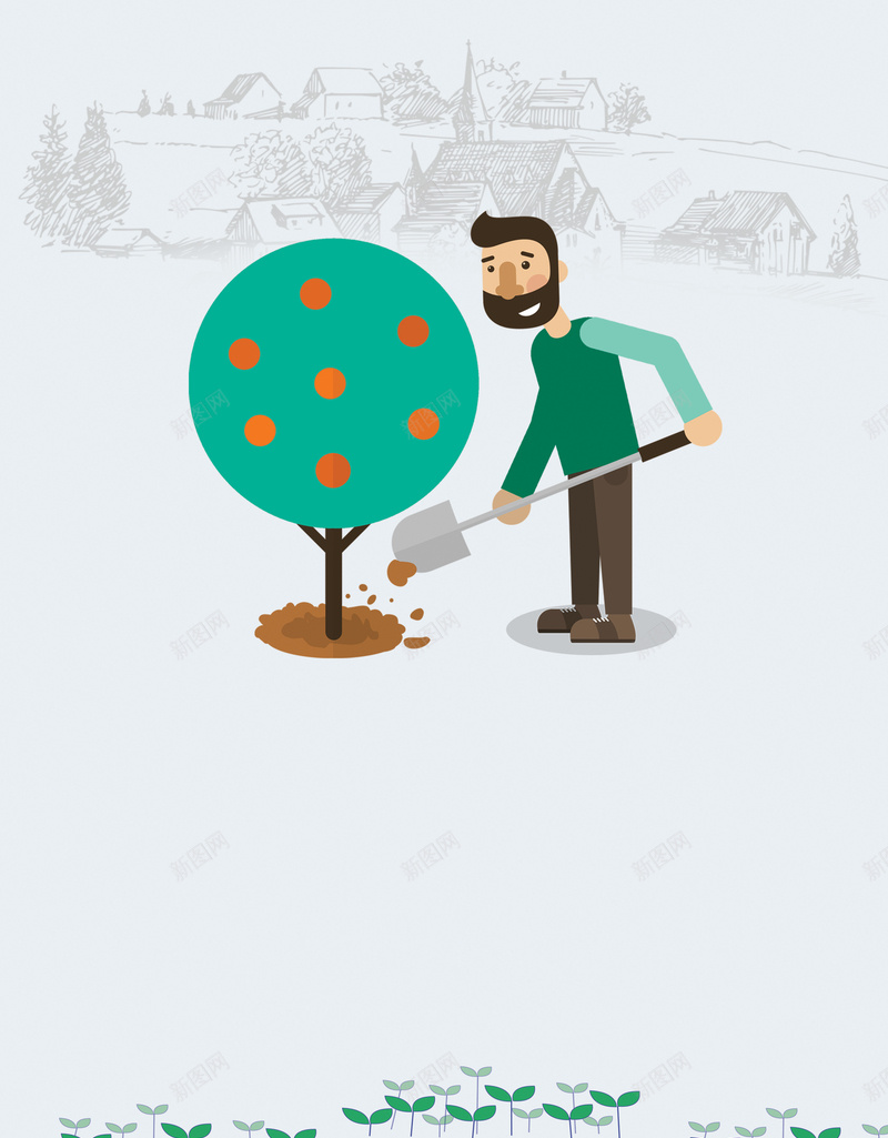 灰色简约手绘插画创意植树节背景素材psd设计背景_88icon https://88icon.com 扁平化 植树节 简单 简约 设计 简约植树节海报 海报 树苗 春天植树 绿化海报 312植树节