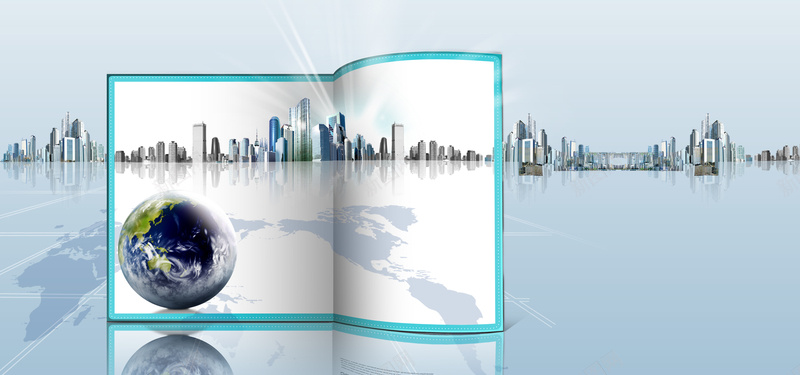 立体折页上的城市和地球现代简约海报背景背景