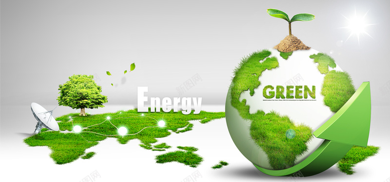 节约能源地球绿色卫星海报banner背景