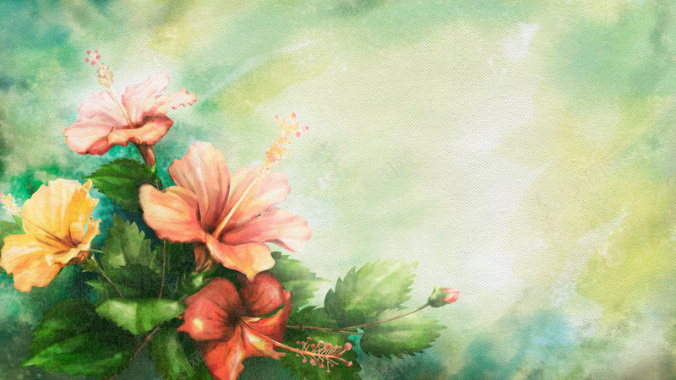 复古油画手绘花朵背景背景