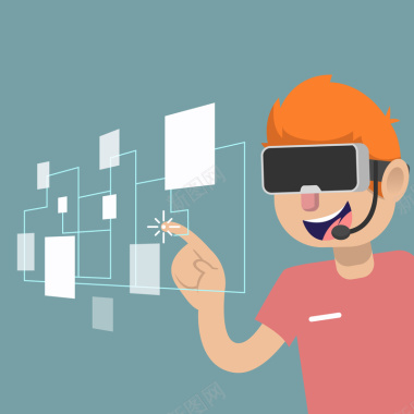 VR虚拟现实体验卡通人物背景素材背景