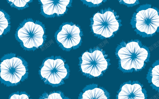 深蓝色花朵背景图背景