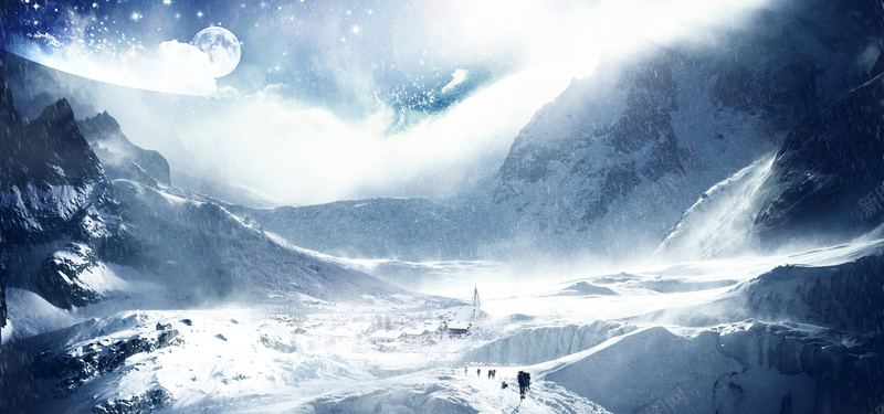 banner背景图jpg设计背景_88icon https://88icon.com 雪 雪山 山 下雪 房子 海报banner 其他