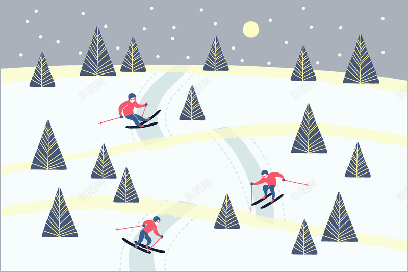 冬季滑雪宣传海报jpg设计背景_88icon https://88icon.com 下雪 冬季 扁平 滑雪 雪山 卡通 运动 开心 文艺 小清新 简约