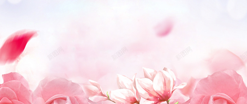 春季粉色花朵清新淘宝海报背景背景