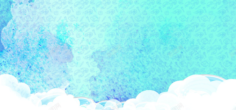 冬季简约蓝色海鲜海报背景背景