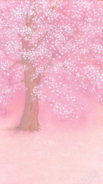 手绘樱花树背景背景