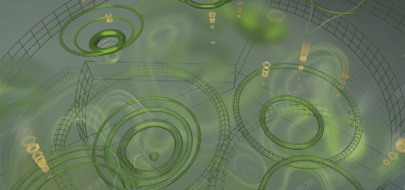 模型几何绿色科技海报背景背景