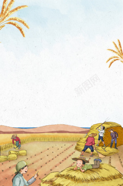 手绘麦穗二十四节气芒种海报背景