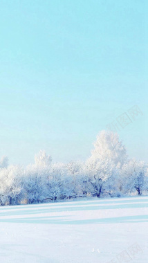 青色天空冬天雪景背景