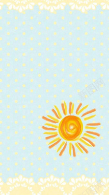 蓝色手绘太阳App手机端H5背景背景