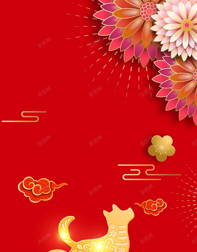 新年春节红色3D立体新式简约背景jpg设计背景_88icon https://88icon.com 新年 春节 红色背景 立体 新式 3D 创意 立体花 中国年 新春 简约背景