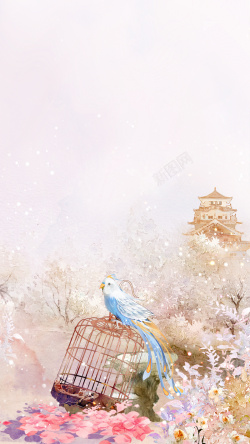 q版三生三世三生三世十里桃花梦幻唯美背景素材高清图片