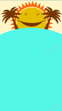 扁平海岛太阳背景背景