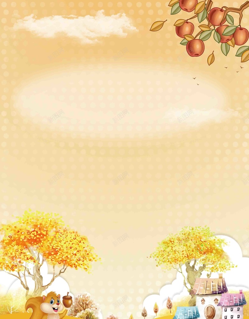 金黄色简约丰收季节主题海报设计jpg设计背景_88icon https://88icon.com 金黄色 丰收 松鼠 树木 简约 季节 主题 海报 设计
