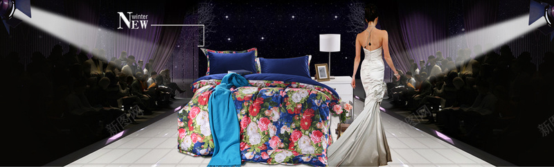 时尚T台psd设计背景_88icon https://88icon.com 海报banner 黑色背景 大气 灯光 T台