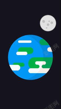 黑色扁平卡通地球背景图背景