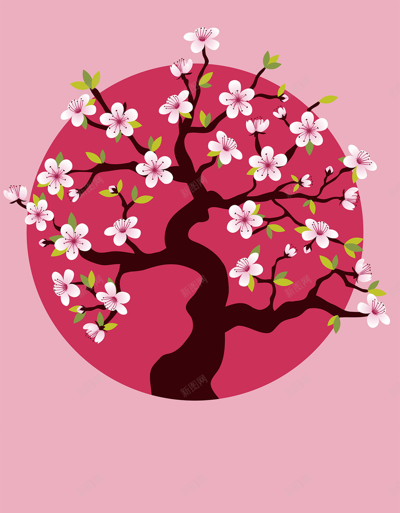 春天桃花背景素材jpg设计背景_88icon https://88icon.com 春天 桃花 简约 素材 背景 扁平 几何 粉色